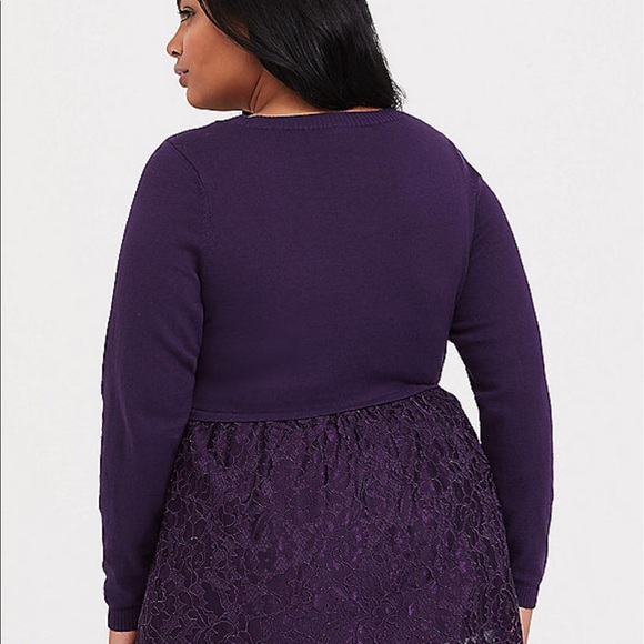 Nwt Torrid size 3 Purple Lace Babydoll Sweater - Picture 3 of 5